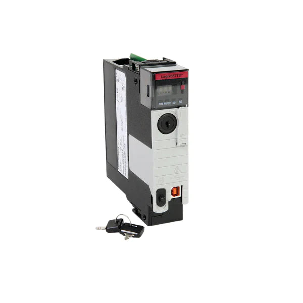 GuardLogix controller with 2MB standard and 1MB safety memory, USB port, and SIL 3 / PLe compliance.