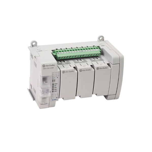 Micro850 PLC, 24 I/O, 14 inputs, 10 outputs, Ethernet, RS-232/RS-485, expandable, 24V DC.