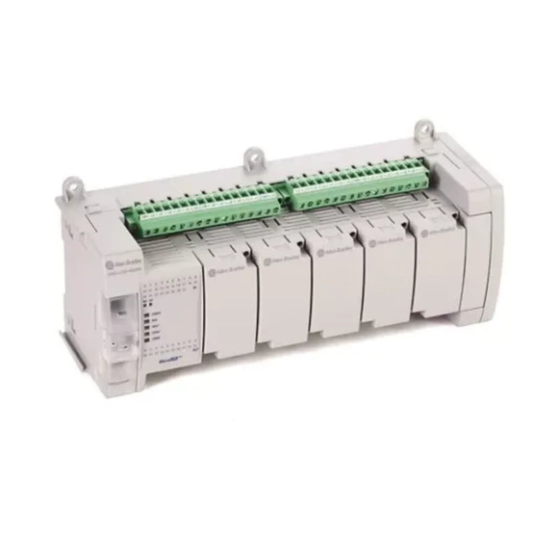 Allen-Bradley 2080-LC50-48QWB Micro850 PLC with 48 I/O, relay outputs, analog I/O, and Ethernet port for scalable automation systems.