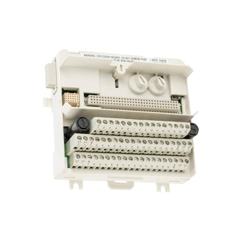 ABB TU830V1 extended termination unit for S800 I/O systems, featuring 16 channels and DIN rail mounting.
