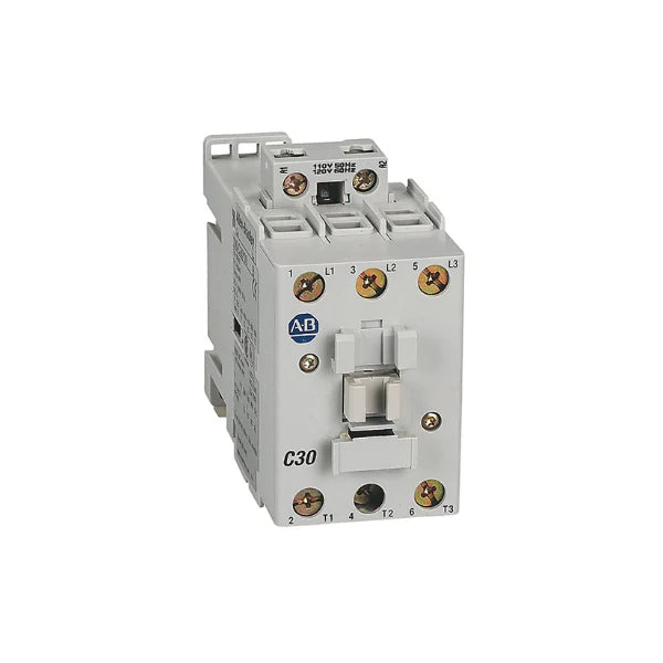 IEC contactor, 30A, 3-pole, 24V DC coil, no auxiliary contacts, 600V AC, Series C, compact design.