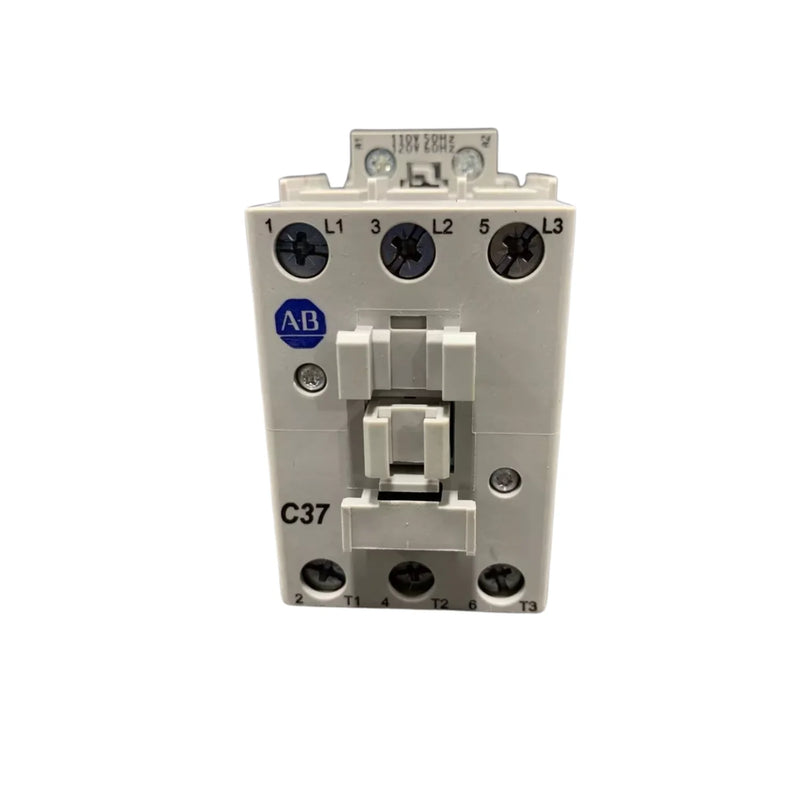 Allen-Bradley 100-C37D00 3-pole contactor, 37A, 24V DC coil, no auxiliary contacts, compact IEC design