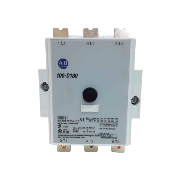 IEC contactor, 180A, 3-pole, 24V DC coil, with 1NO + 1NC auxiliary, Frame 5, DIN/panel mount.