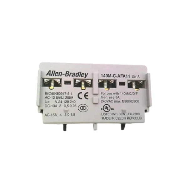 side-mount auxiliary contact module, 1 N.O. / 1 N.C., for 140M-C motor protection circuit breakers.
