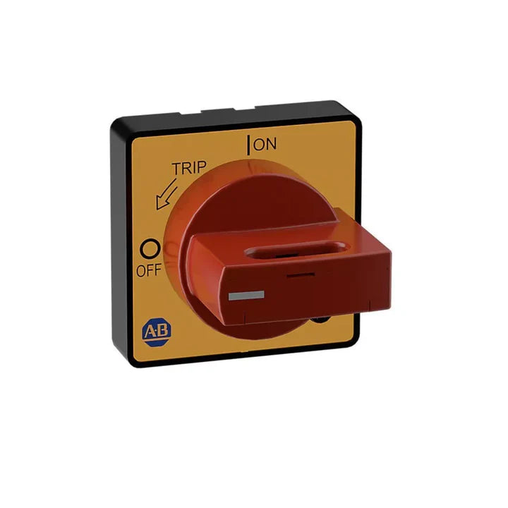 Allen-Bradley 140M-C-DRY66 red/yellow door coupling handle for 140M C, RC, D, and F frame breakers