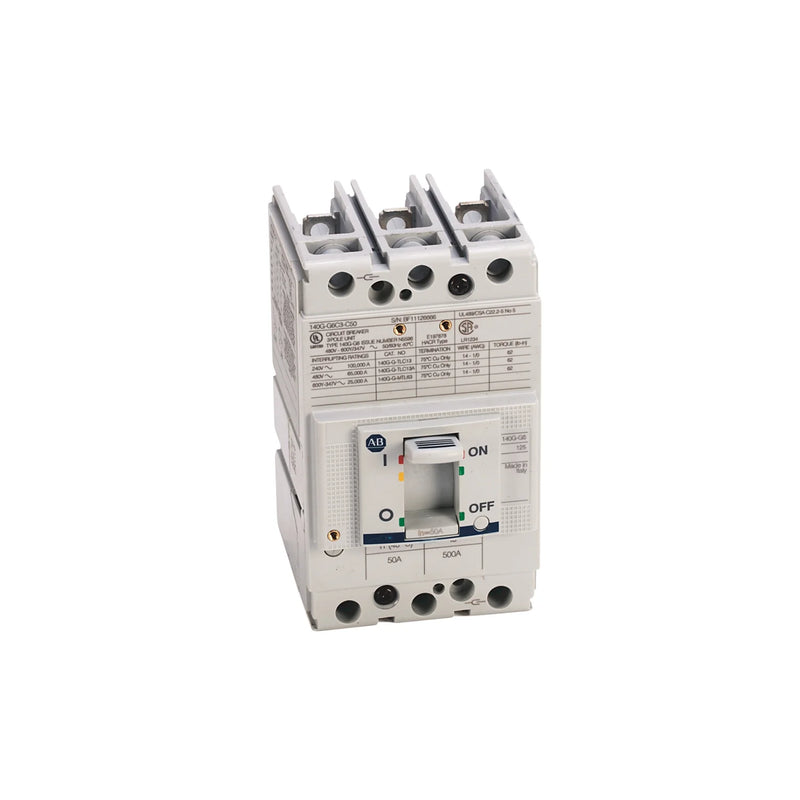 Allen-Bradley 140G-G6C3-C20 molded case circuit breaker, 3-pole, 20A, G-frame, thermal-magnetic, 600V AC