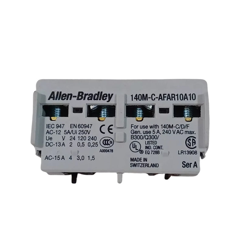 Allen-Bradley 140M-C-AFAR10A10 motor protection breaker, 10A, rotary handle, Frame C, with auxiliary contacts