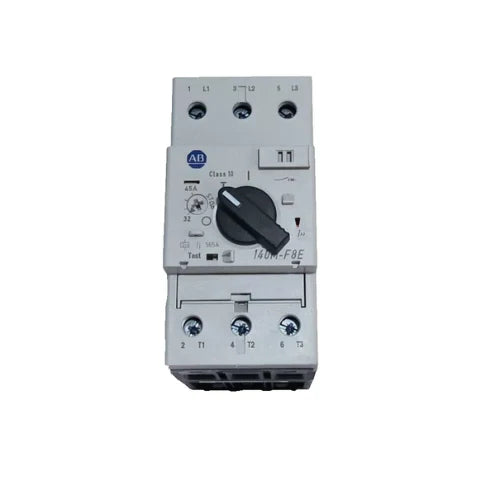 Allen-Bradley 140M-F8E-C45 motor protection breaker, 45A, 3-pole, Type F frame, UL489, 65 kA.