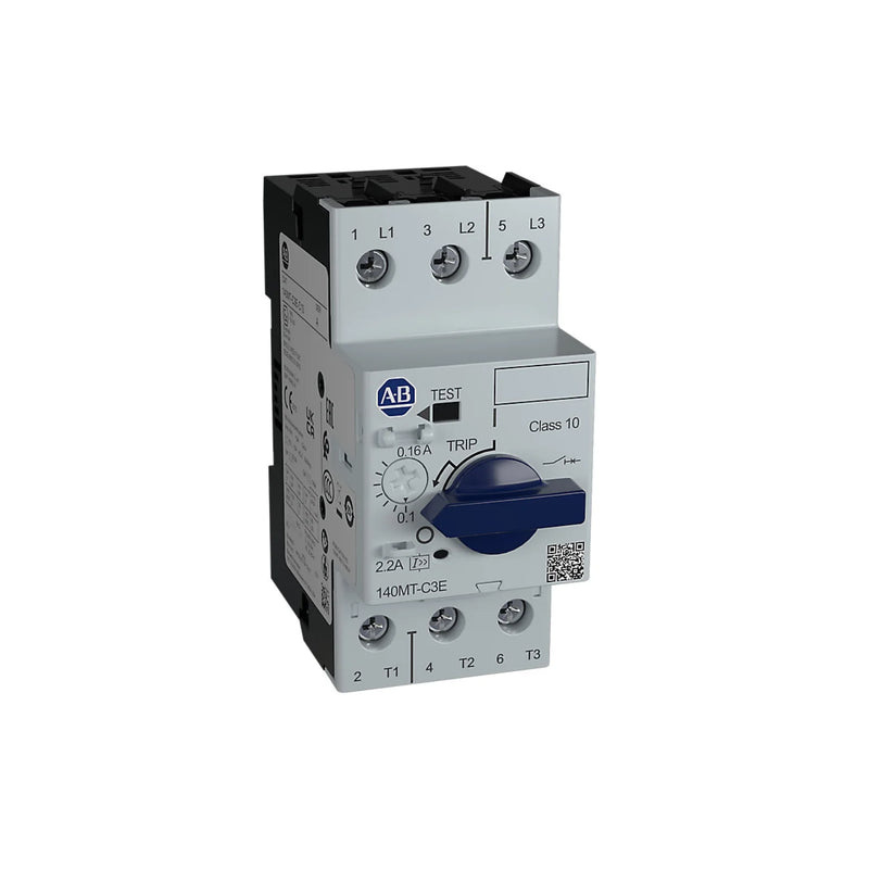 Allen-Bradley 140MT-C3E-B25 motor protection circuit breaker, 1.6–2.5 A, 3-pole, C-frame, Trip Class 10