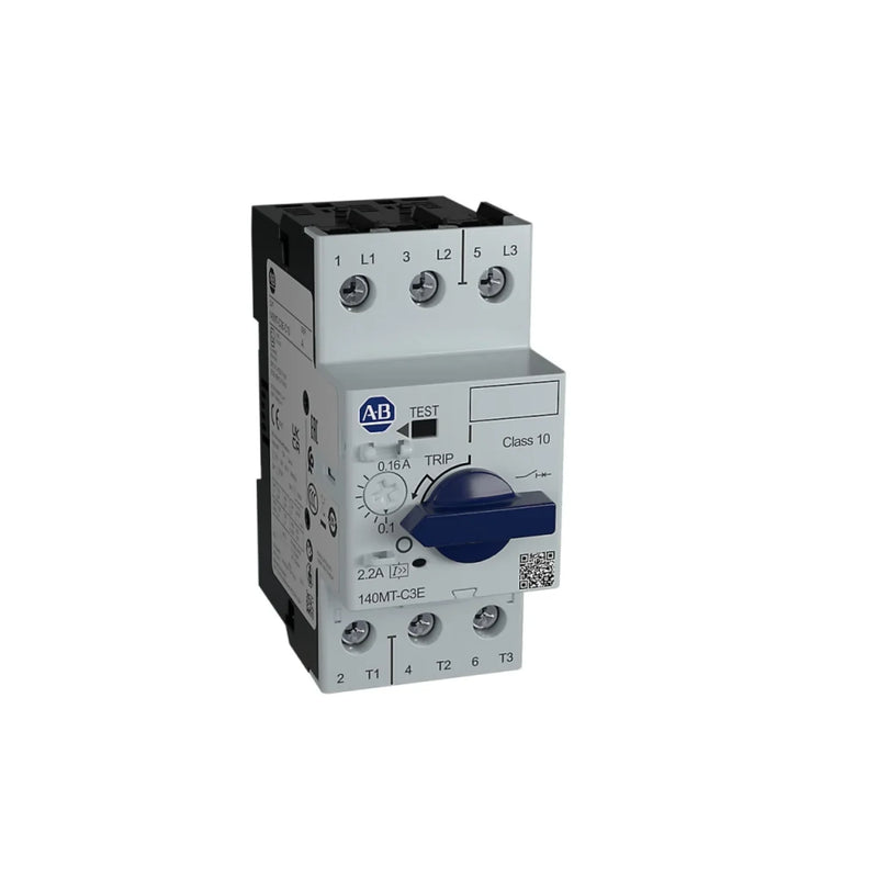 Allen-Bradley 140MT-C3E-C10 motor protection breaker, 3-pole, 10A, adjustable thermal, C trip, 55mm wide