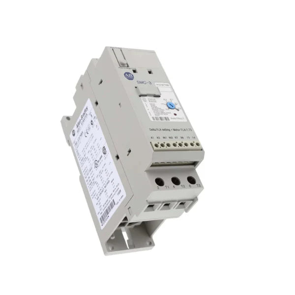 Allen-Bradley 150-C37NBR SMC-3 soft starter, 37A, 480V AC, 3-phase, 24V AC/DC control, open type, with integrated overload protection and bypass contactor.