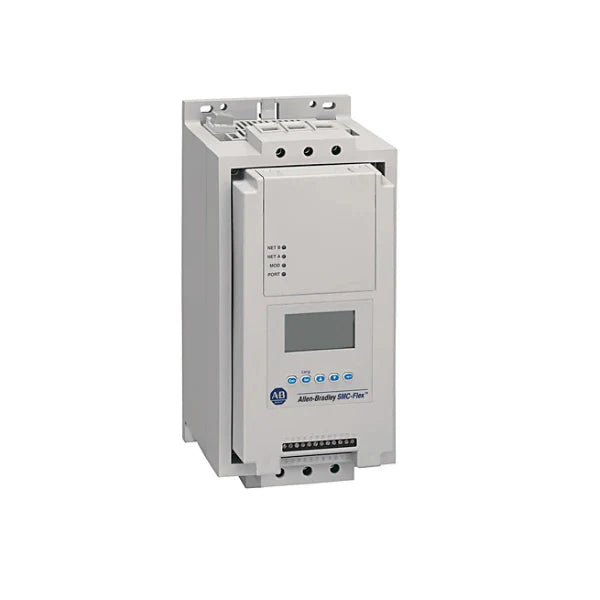 Allen-Bradley 150-F85NBD SMC-Flex soft starter, 85A, 3-phase, 480V AC, 24V DC control, open type, motor protection with integrated bypass.