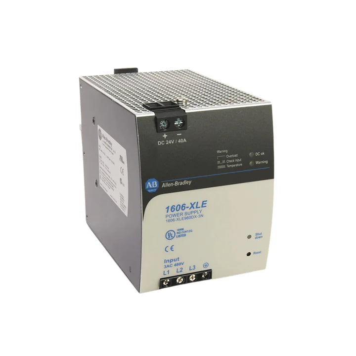 Allen-Bradley 1606-XLE960DX-3N power supply, 960 W, 24V DC output, 3-phase input, DIN rail, XLE series