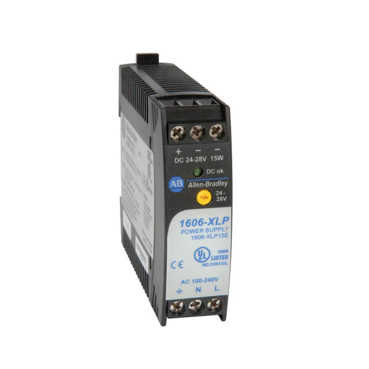Allen-Bradley 1606-XLP15E compact 24V DC power supply, 15W, DIN rail mount, 0.63A output
