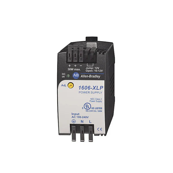 switched mode power supply, 12V DC, 2.5A, 30W, compact DIN rail, extra low-profile design.