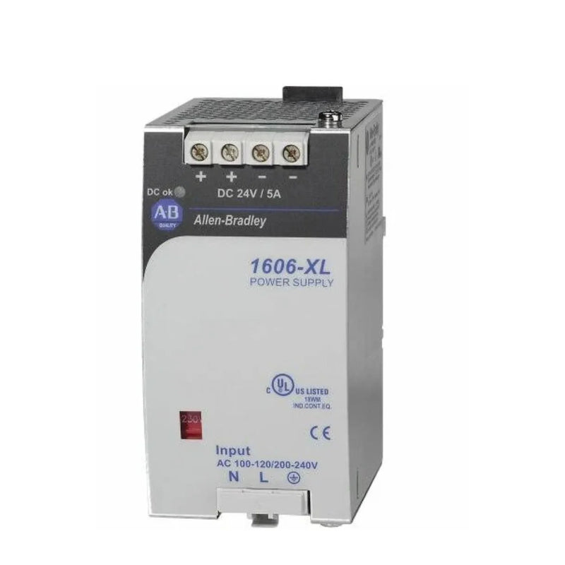 Allen-Bradley 1606-XL120D power supply, 24V DC, 5A, 120W, DIN rail, single-phase, compact and efficient
