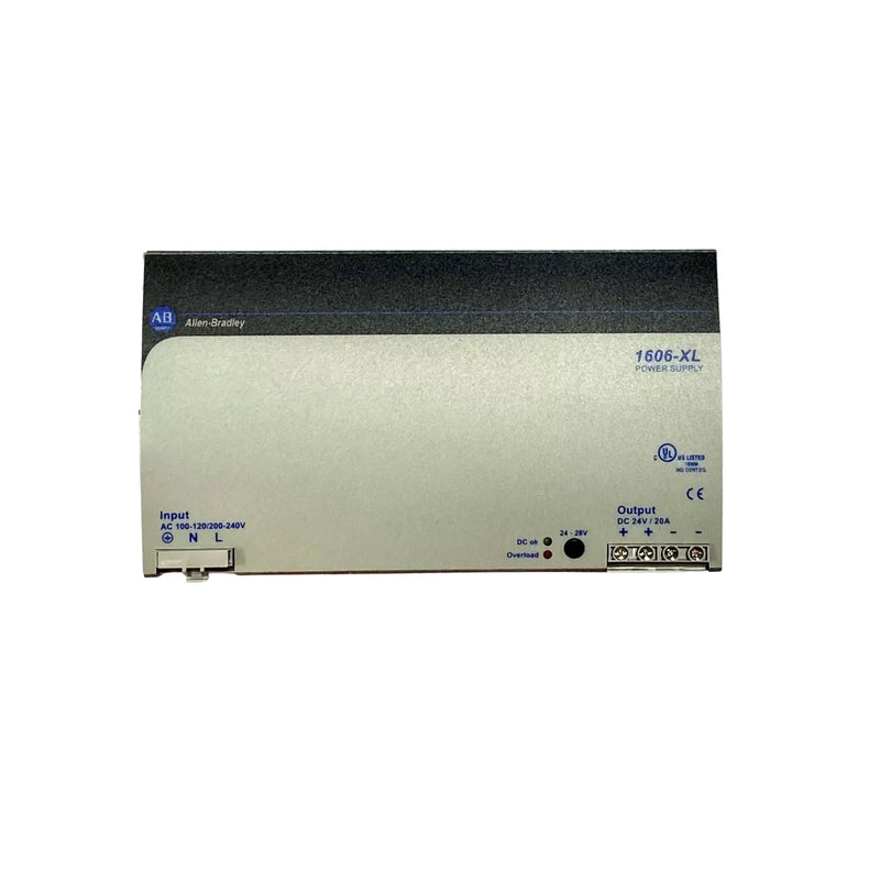 Allen-Bradley 1606-XL480EP power supply, 480W, 24V DC, 20A, DIN rail mount, high efficiency, parallel-capable