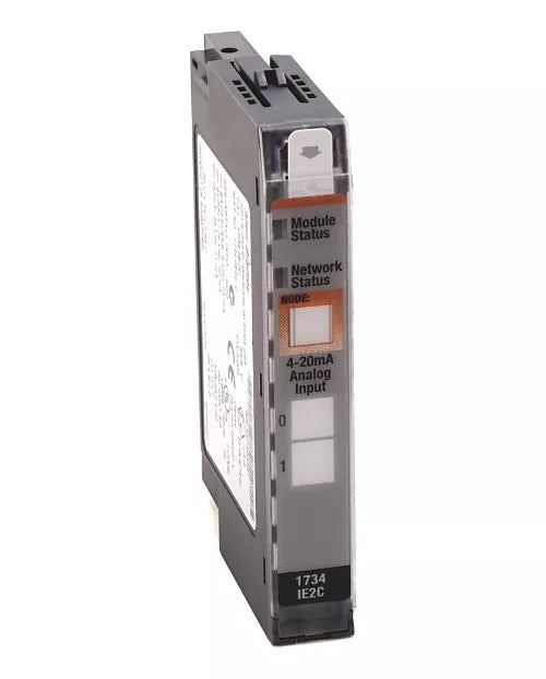 Allen-Bradley 1734-IE2C analog input module, 2-channel, 4–20 mA, 16-bit, compact POINT I/O system for current signal acquisition.