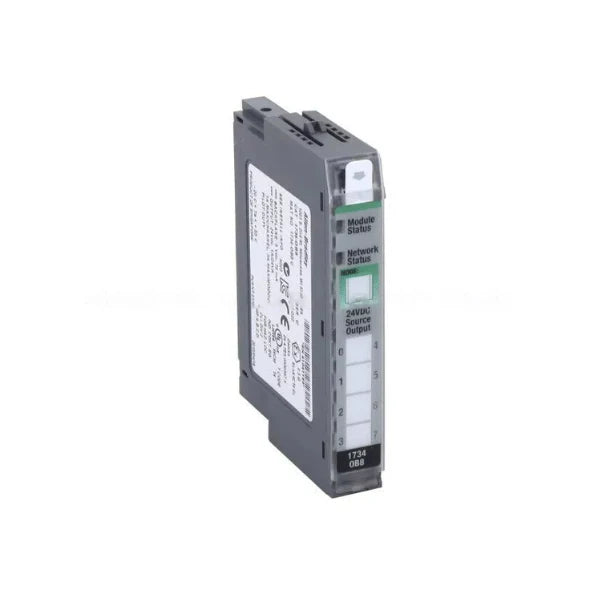 Allen-Bradley 1734-OB8E POINT I/O 8-channel digital output module, 24V DC sourcing, electronically protected, compact industrial design.