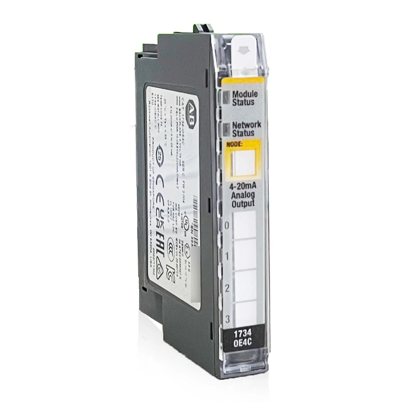 Allen-Bradley 1734-OE4C analog output module, 4-channel, 4–20 mA current, 16-bit resolution, compact POINT I/O format. Ships worldwide.