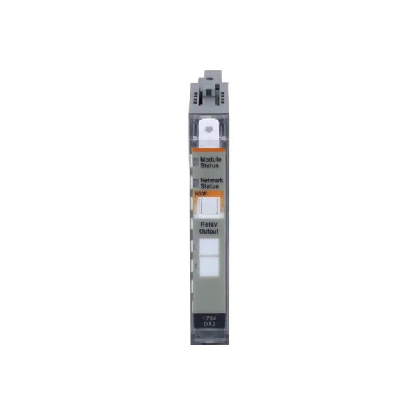 Allen-Bradley 1734-OX2 POINT I/O relay output module, 2 points, isolated contacts, supports 120/240V AC and 24V DC loads.
