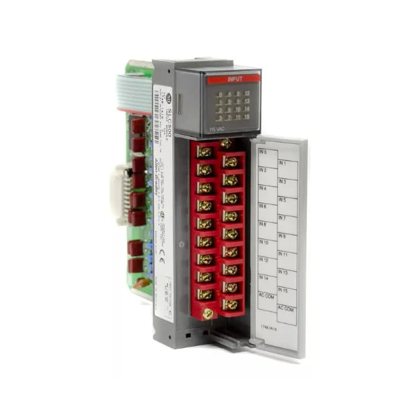 Allen-Bradley 1746-IA16 SLC 500 digital input module, 16 points, 120V AC input, compact industrial control system design.