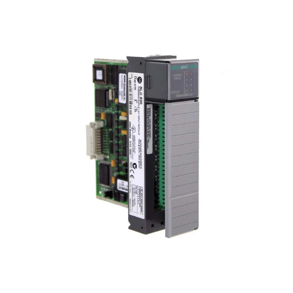  thermocouple input module, 8-channel, 16-bit resolution, SLC 500, supports J/K/T/E/R/S/B/N thermocouples and RTDs.