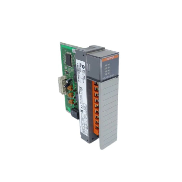 Allen-Bradley 1746-OW8 SLC 500 relay output module, 8 channels, 5–265V AC / 5–125V DC, DIN rail mount.