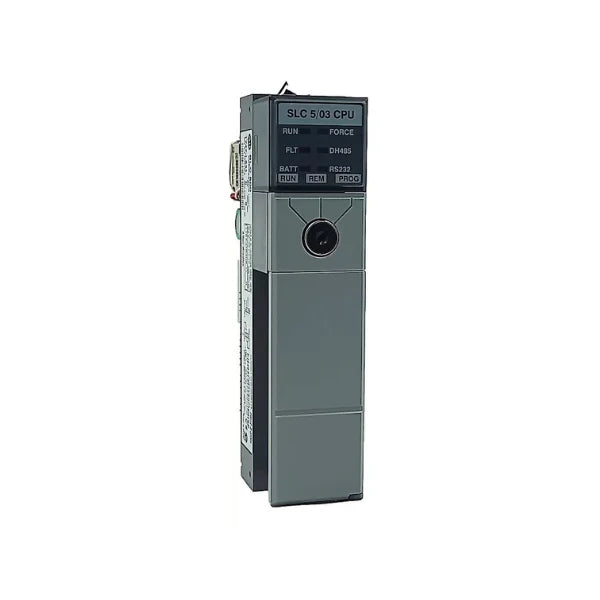Allen-Bradley 1747-L531 SLC 5/03 processor module, 16K memory, DH-485 and RS-232 communication ports for industrial control systems.