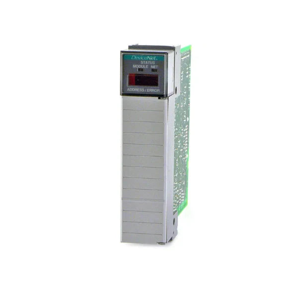 Allen-Bradley 1747-SDN DeviceNet scanner module for SLC 500, real-time network communication, supporting up to 63 nodes.