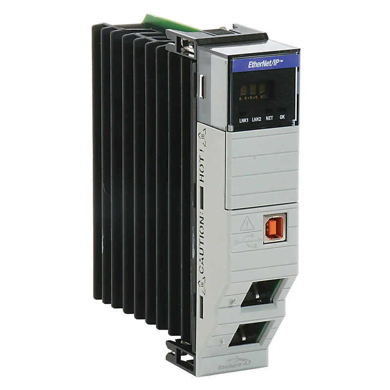 Allen-Bradley 1756-EN2TR Series C EtherNet/IP module, dual 10/100 ports, 128 TCP/IP connections, supports DLR and up to 8 motion axes.