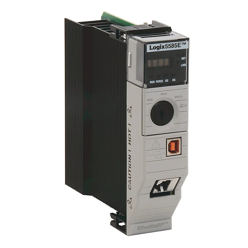 Allen-Bradley 1756-L81E ControlLogix 5580 processor, 3 MB memory, embedded Gigabit Ethernet, USB port, 2 GB SD card, high-performance automation.