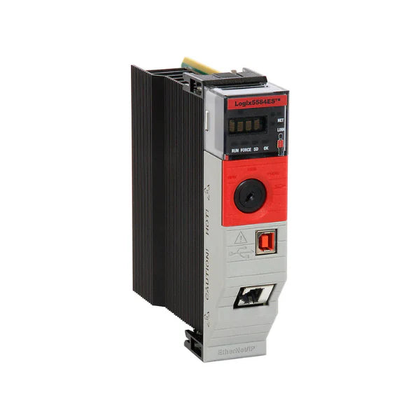 Allen-Bradley 1756-L84ES GuardLogix 5580 safety controller, 20MB standard, 6MB safety memory, 1Gbps Ethernet, USB, IP20 open-style.
