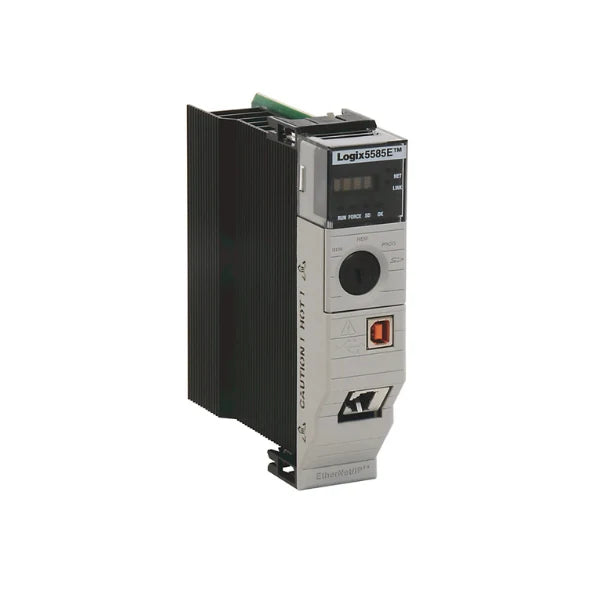 Allen-Bradley 1756-L84E ControlLogix 5580 CPU, 40MB memory, 1Gb EtherNet/IP port, high-speed industrial controller.