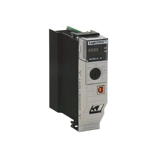 Allen-Bradley 1756-L85E ControlLogix 5580 processor, 40MB memory, embedded EtherNet/IP port, high-speed industrial automation controller.