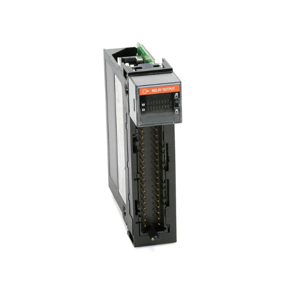 ControlLogix relay output module, 16 individually isolated N.O. contacts, supports 5–125V DC and 10–240V AC loads.