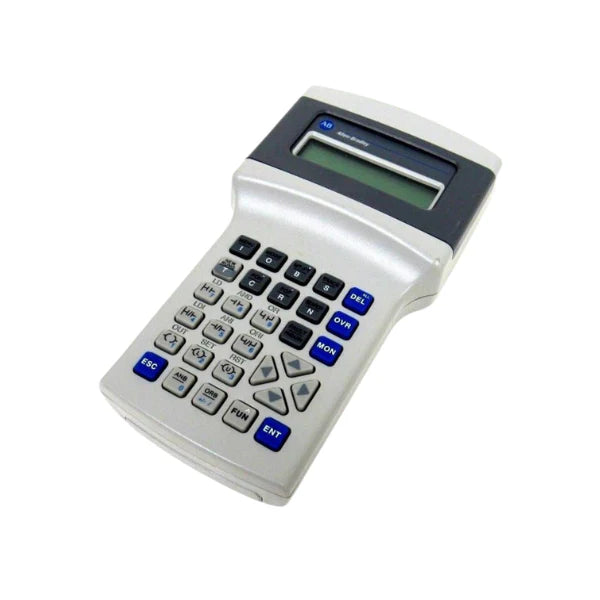 Allen-Bradley 1761-HHP-B30 hand-held programmer for MicroLogix 1000 PLCs, featuring LCD display and keypad.