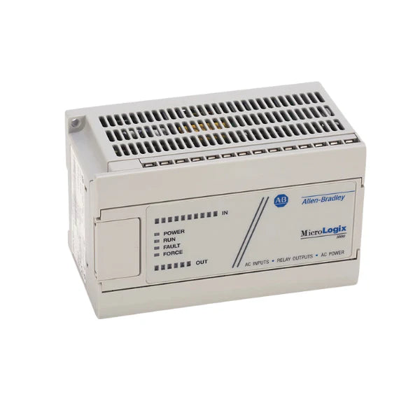 Allen-Bradley 1761-L10BWA MicroLogix 1000 PLC, 6 digital inputs, 4 relay outputs, 120V AC, compact industrial programmable logic controller.