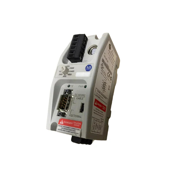 Allen-Bradley 1761-NET-AIC Advanced Interface Converter, RS-232 to RS-485 communication, ideal for DF1 multi-drop networking applications.