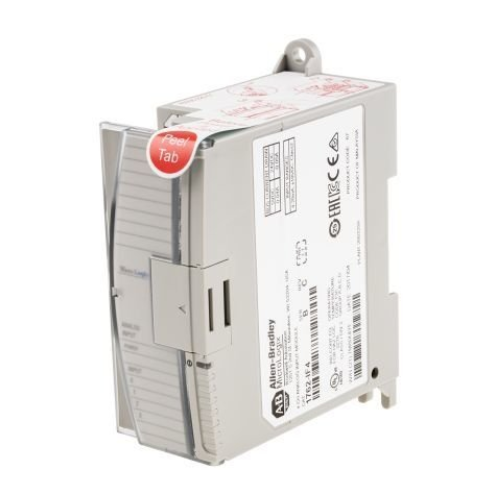 Allen-Bradley 1762-IF4 analog input module, 4-channel, voltage/current, MicroLogix compatible, DIN rail mount.