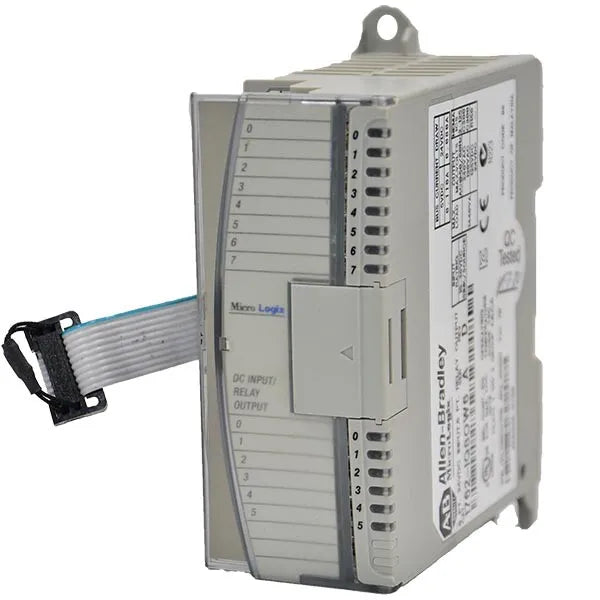 Allen-Bradley 1762-IQ8OW6 combo I/O module with 8 DC inputs and 6 relay outputs for MicroLogix PLCs, compact and versatile control solution.