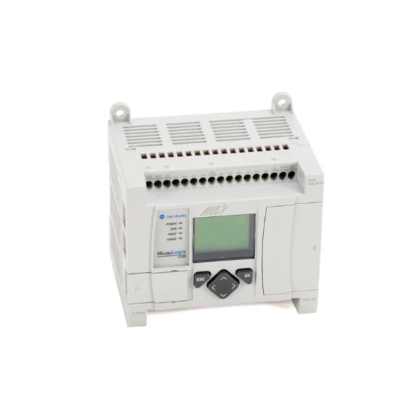 1763-L16AWA MicroLogix 1100 PLC, 120/240V AC, 10 digital inputs, 6 relay outputs, Ethernet, RS232/485, LCD screen, for compact control systems.