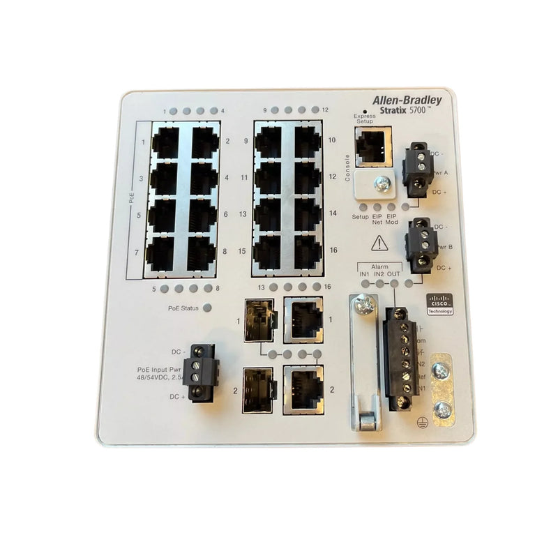 Allen-Bradley 1783-BMS12T4E2CGL Stratix 5700 switch, 12 copper and 4 SFP ports, DIN-rail, Layer 2 managed Ethernet