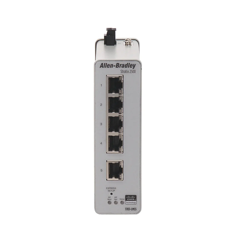 Allen-Bradley 1783-LMS5 Stratix 2000 unmanaged Ethernet switch, 5 ports, DIN rail mount, industrial-grade