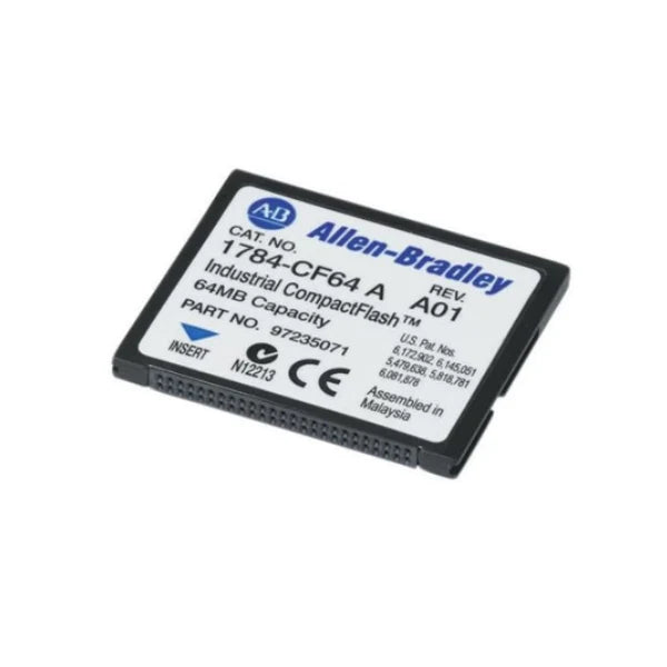 1784-CF64 CompactFlash card, 64MB storage for ControlLogix, CompactLogix, and PanelView Plus systems.