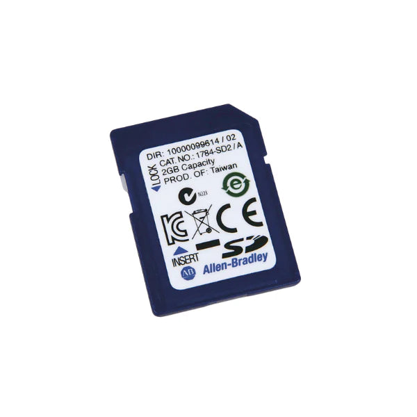 Allen-Bradley 1784-SD2 2GB SD card for ControlLogix and CompactLogix controllers, industrial memory module.