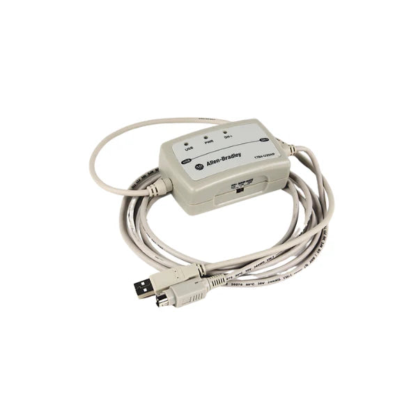 1784-U2DHP USB-to-Data Highway Plus adapter with 8 ft cable and 8-pin DIN connector.