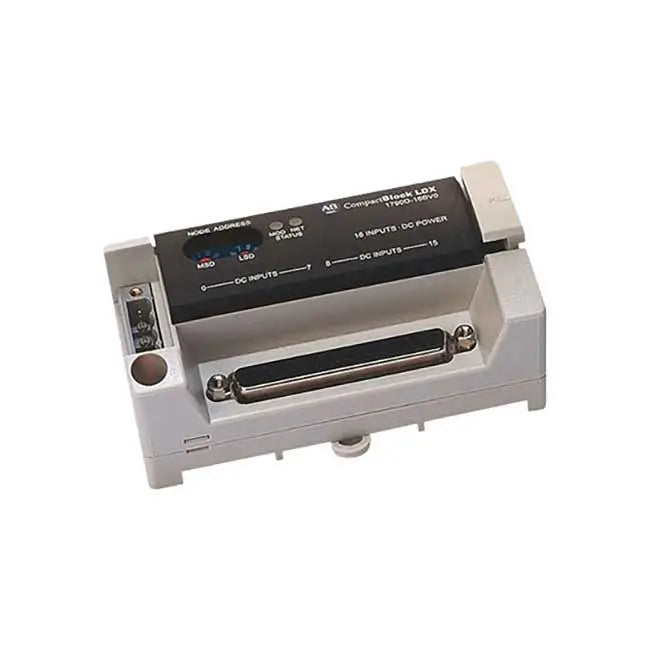 Allen-Bradley 1790D-T0W6 CompactBlock LDX I/O module, 6-channel relay output, DeviceNet communication, terminal block wiring, compact design.