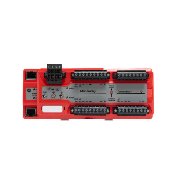 1791ES-IB16 ArmorBlock Guard I/O module, 16 safety inputs, 24V DC, IP67 rated for machine-mount industrial safety.