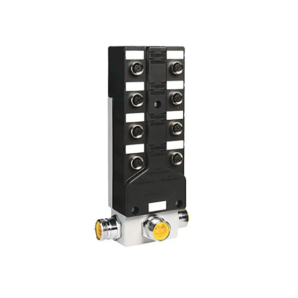 Allen-Bradley 1792D-8BVT8D ArmorBlock I/O module, 8 inputs, 8 outputs, 24V DC, DeviceNet communication, IP67 rugged industrial design.